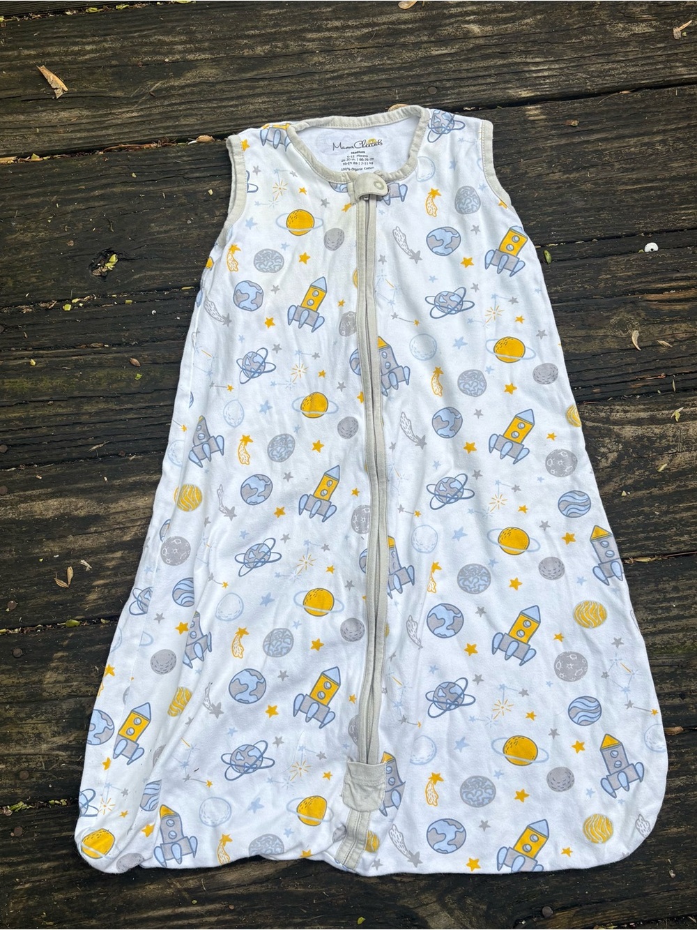 Mama Cheetah White Space Astronaut Sleep Sack Medium 6-12 Months Cotton